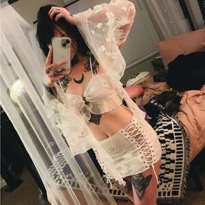Fractal witch white rave lingerie
